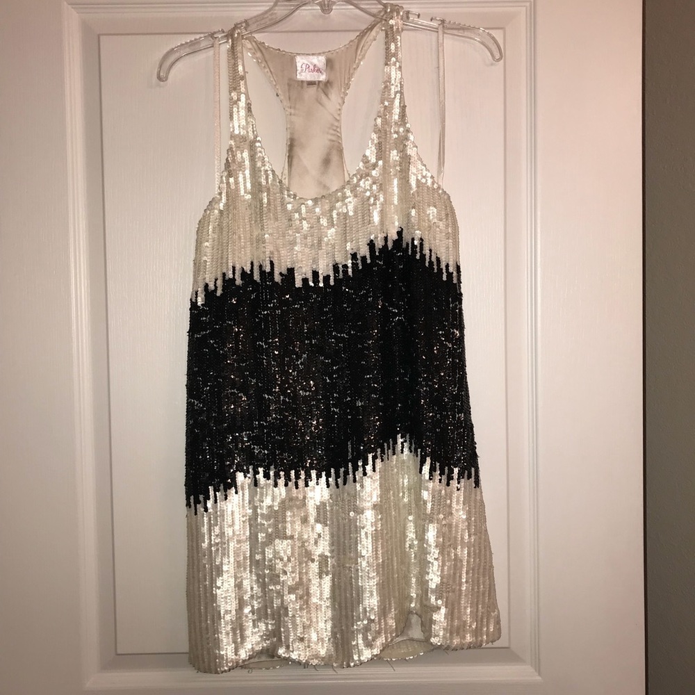 Parker Sequin & Silk Sleeveless Mini Dress